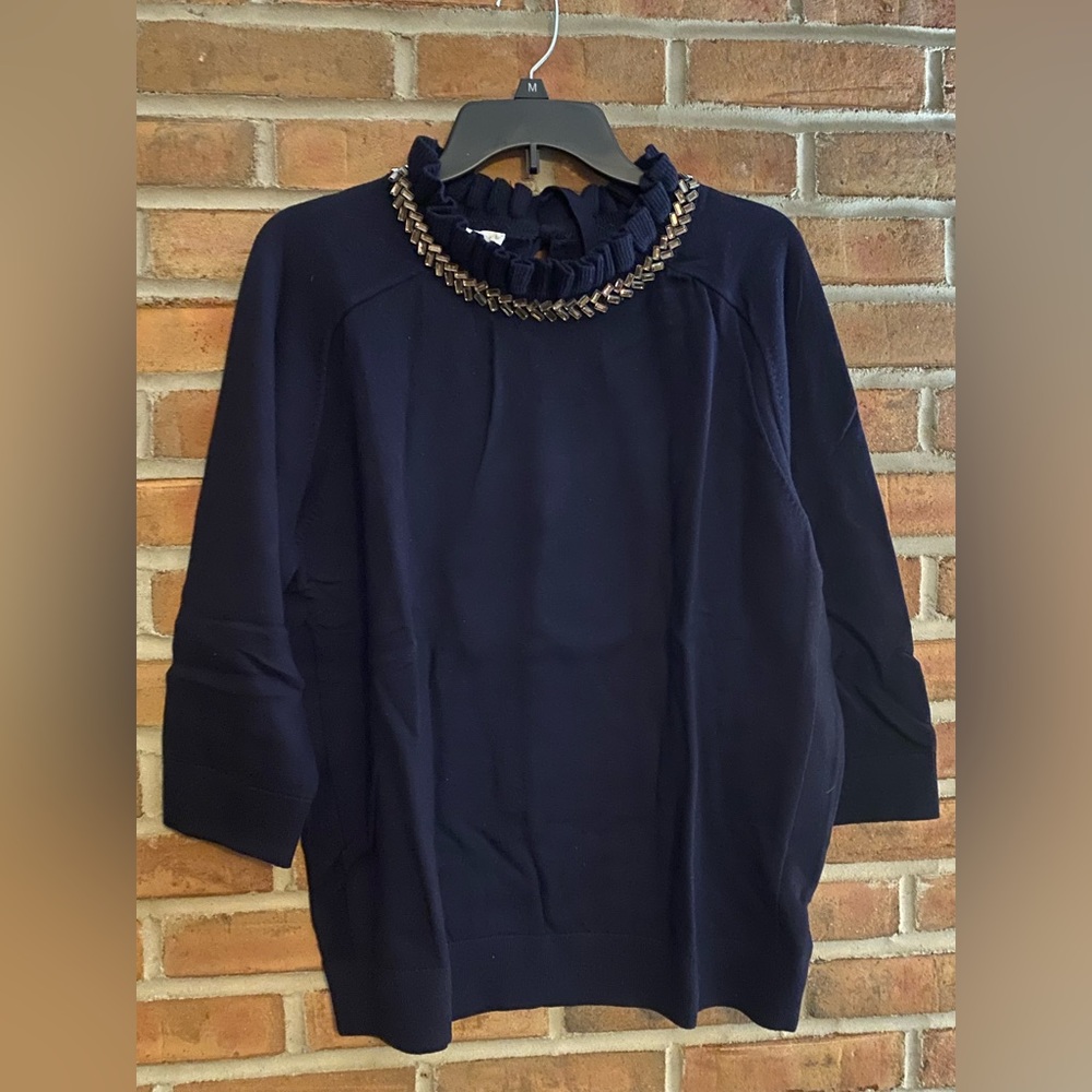 Talbots Women’s Jeweled Sweater with Back Bow NWT